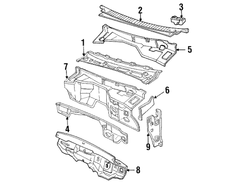 1990 Chevy C3500 Cab Cowl Diagram
