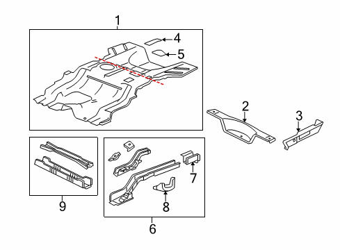 2007 Cadillac DTS Rear Body - Floor & Rails Diagram