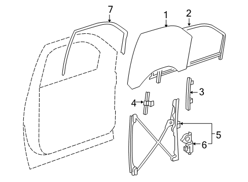 2007 Cadillac Escalade Front Door - Glass & Hardware Diagram