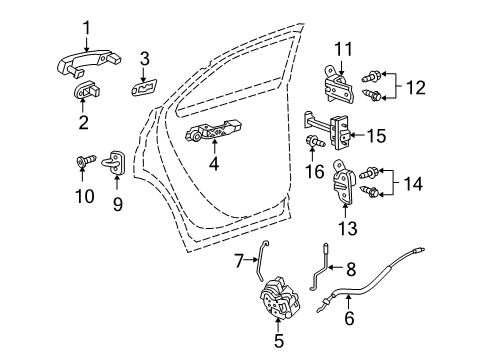 2010 GMC Terrain Rear Door - Lock & Hardware Diagram