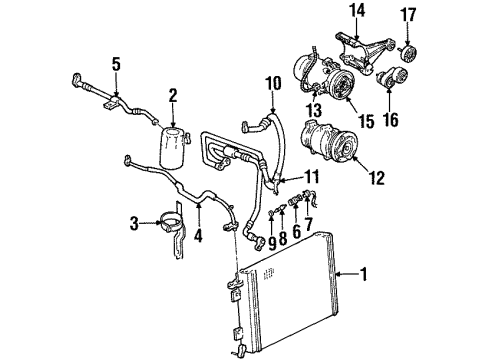 2000 Pontiac Firebird A/C Condenser, Compressor & Lines Diagram 2 - Thumbnail