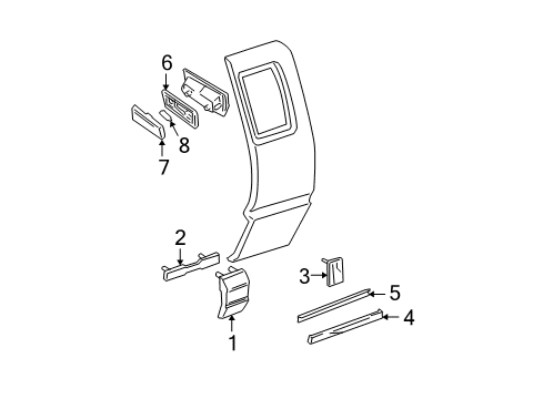 2000 Chevy S10 Body Side Molding, Rear Passenger Side Diagram for 15712060