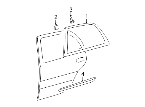2007 Cadillac DTS Exterior Trim - Rear Door Diagram