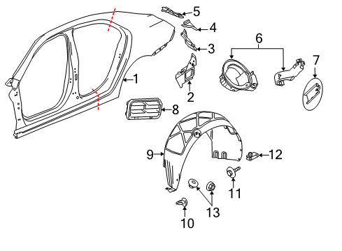 2014 Chevy Malibu Quarter Panel & Components Diagram