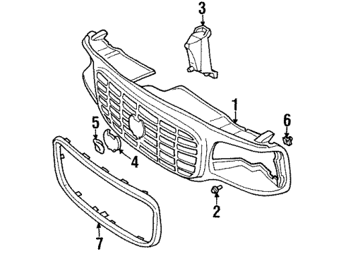 2000 Cadillac Escalade Grille & Components Diagram