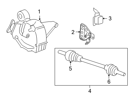 2010 Saturn Sky Axle & Differential - Rear Diagram