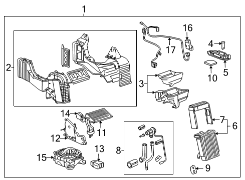 2002 Chevy Trailblazer EXT A/C Evaporator & Heater Components Diagram