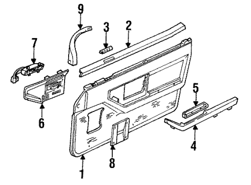 1989 Chevy Corvette Cargo Lamps, Interior Trim Diagram