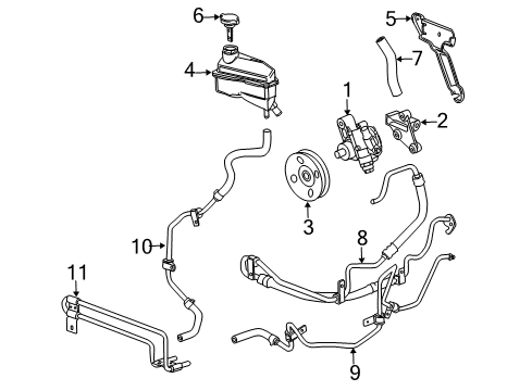 2006 Cadillac SRX P/S Pump & Hoses, Steering Gear & Linkage Diagram 4 - Thumbnail