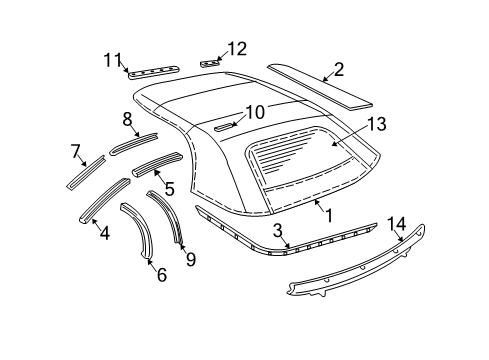 1996 Chevy Cavalier Weatherstrip, Front Driver Side Diagram for 12362941
