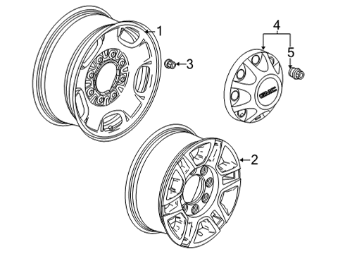 2023 GMC Sierra 2500 HD Wheel, Alloy, Rear Diagram for 84742721