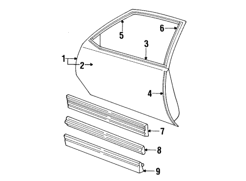 1990 Chevy Cavalier Mirror, Rear Passenger Side Diagram for 20294082