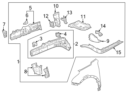 2022 Buick Envision Structural Components & Rails Diagram