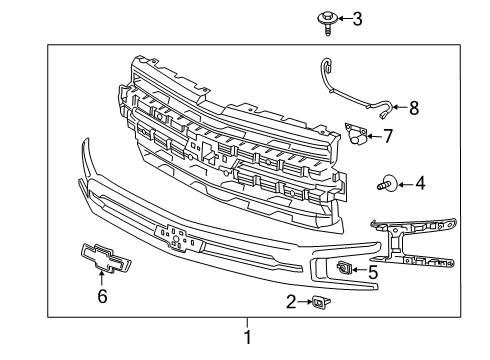 2022 Chevy Silverado 1500 LTD Grille & Components Diagram 5 - Thumbnail