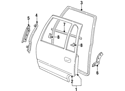 1994 Cadillac DeVille Belt Weatherstrip Seal, Inner Diagram for 25639796