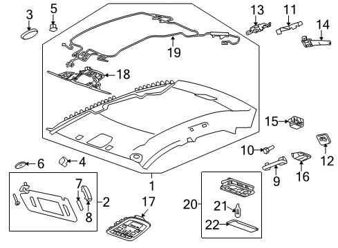 2010 Cadillac CTS Interior Trim - Roof Diagram