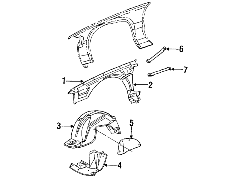 1995 Cadillac Fleetwood Splash Shield, Front Diagram for 14090117