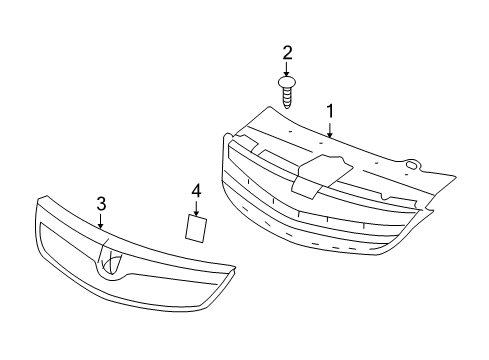 2009 Saturn Aura Grille & Components Diagram