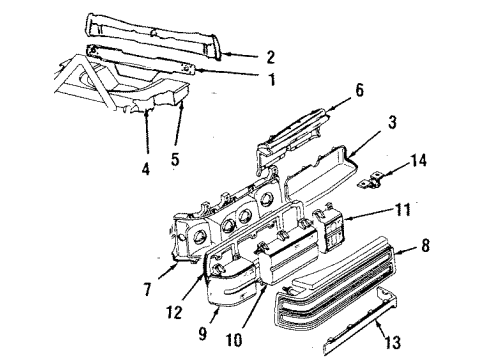 1985 Buick Skylark Tail Lamps, License Lamps, Rear Body Panel Diagram