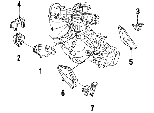 1991 Pontiac LeMans Front Mount Bracket Diagram for 96078088