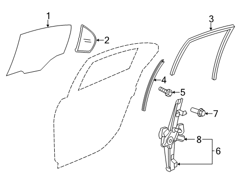 2014 Chevy SS Rear Door - Glass & Hardware Diagram