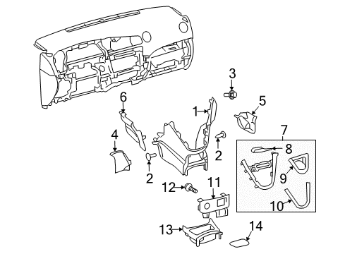 2009 Pontiac Vibe Center Console, Front Console Diagram 2 - Thumbnail