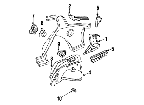 1992 Chevy Cavalier Outer Wheelhouse, Rear Driver Side Diagram for 22539375