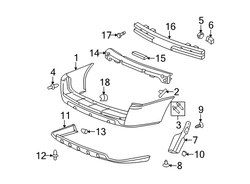 2006 Chevy Uplander Rear Bumper Diagram