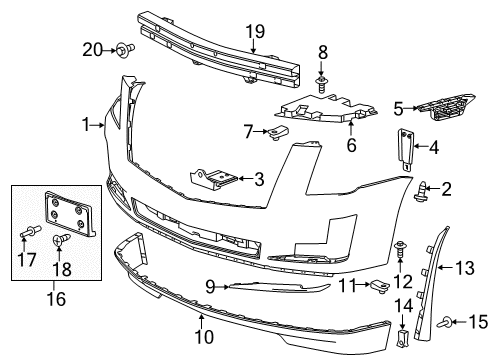 2017 Cadillac Escalade Front Bumper Diagram