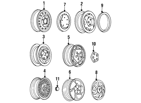 1990 Pontiac Grand Prix Wheels, Covers & Trim Diagram