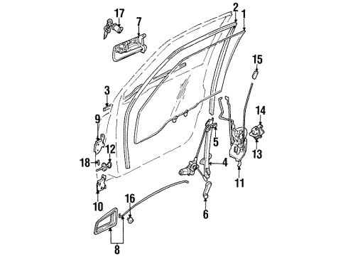 1998 Chevy Tracker Window Regulator, Front Driver Side Diagram for 30012545