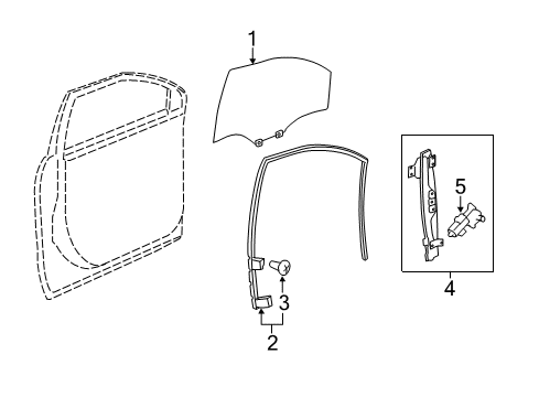 2011 Buick Enclave Front Door - Glass & Hardware Diagram