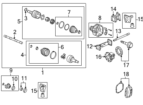 2008 Hummer H3 Carrier & Front Axles Diagram