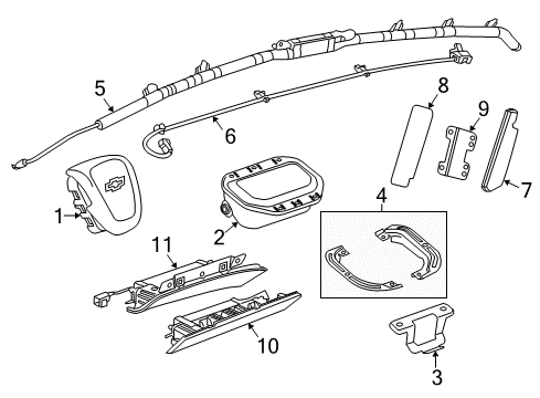 2015 Chevy Cruze Passenger Air Bag Center Bracket Diagram for 94566387