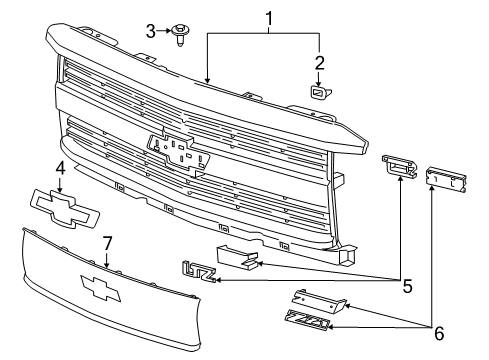 2016 Chevy Silverado 3500 HD Grille & Components Diagram