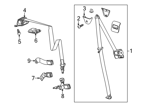 2017 Cadillac Escalade ESV Lap & Shoulder Belt, Passenger Side Diagram for 19353591