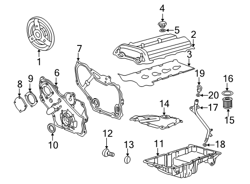 2002 Pontiac Sunfire Engine Parts & Mounts, Timing, Lubrication System Diagram 3 - Thumbnail
