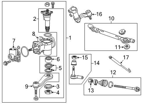 2011 Chevy Silverado 3500 HD Center Link Diagram for 22913603