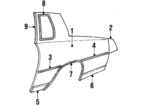 1986 Oldsmobile Cutlass Supreme Molding, Passenger Side Diagram for 12300282