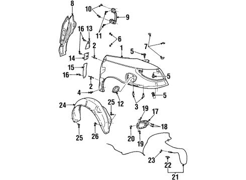 2002 Saturn SC1 Quarter Panel & Components Diagram