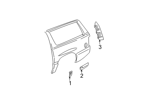 2001 GMC Yukon XL 1500 Lower Molding Diagram for 88980836