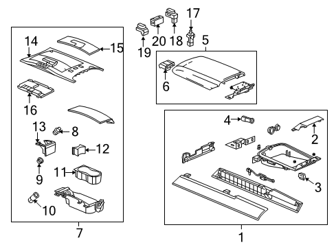 2008 Cadillac XLR Upper Console Diagram for 25785712