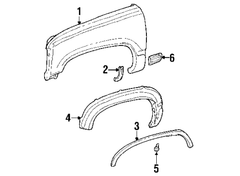 1994 GMC Yukon Exterior Trim - Fender Diagram