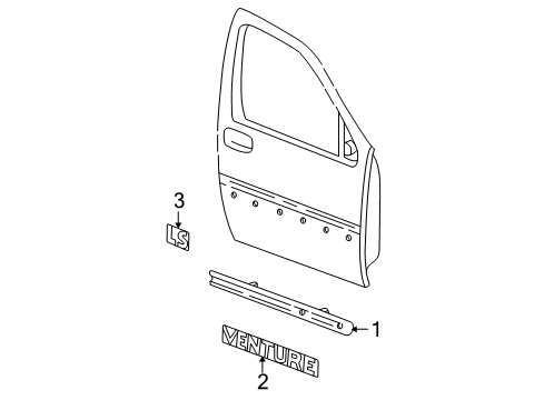 2000 Chevy Venture Body Side Molding, Front Driver Side Diagram for 10439347