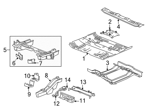 2012 Chevy Captiva Sport Pillars, Rocker & Floor - Floor & Rails Diagram