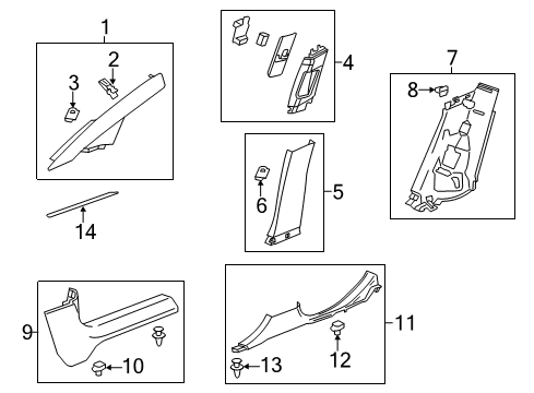 2015 Buick Verano Interior Trim - Pillars, Rocker & Floor Diagram