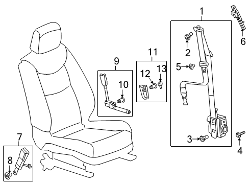 2022 Cadillac XT6 Front Seat Belts Diagram