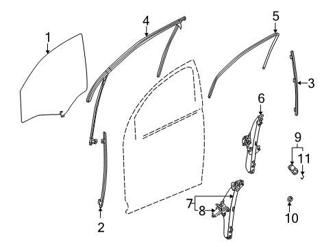 2005 Saturn Vue Front Door - Glass & Hardware Diagram