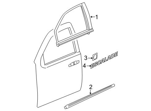 2007 Cadillac Escalade Exterior Trim - Front Door Diagram
