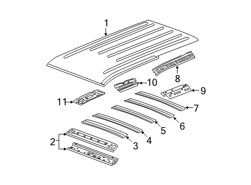2008 Cadillac Escalade ESV Roof & Components Diagram